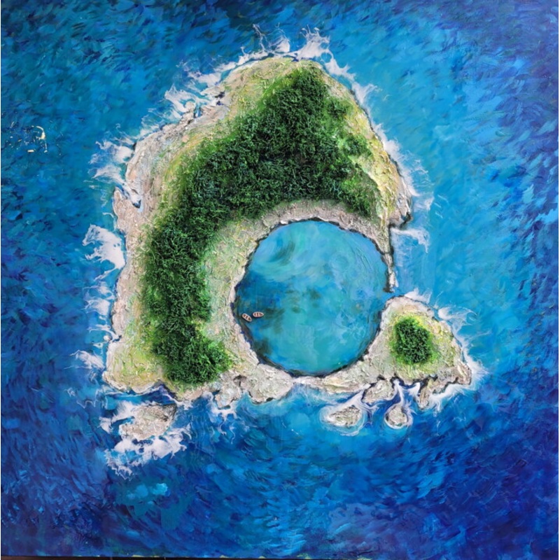 3D Textured Island Seascape – Original M Painting by Simanolya | ArtMajeur