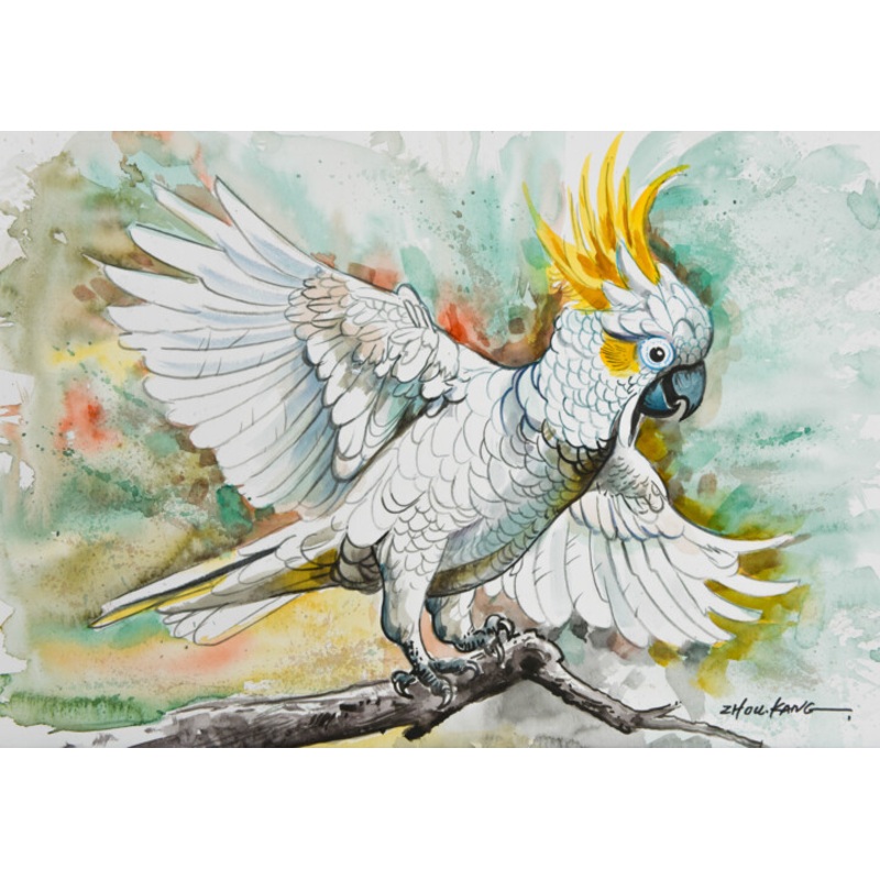 White Cockatoo Painting by Kang Zhou | ArtMajeur