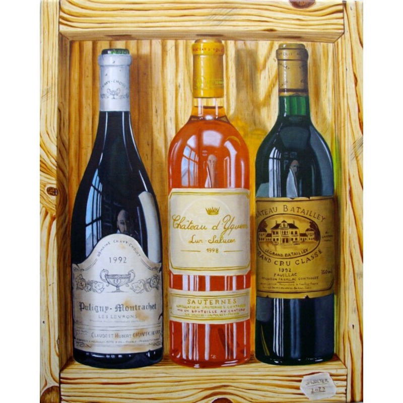 3 Grands Crus En Trompe-L’il Painting by Jean-Pierre Walter | ArtMajeur