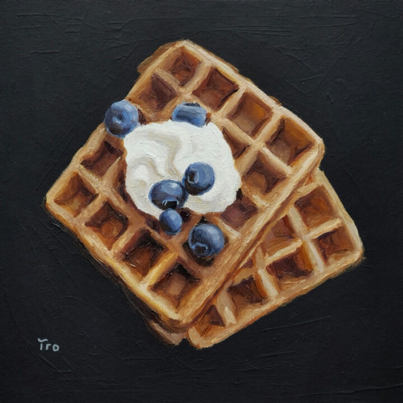 Waffeln Auf Schwarzem Hintergrund Painting by Elena Tronina | ArtMajeur