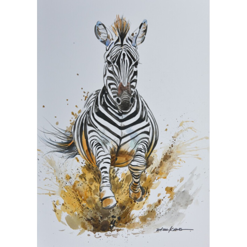 Zebra 1 Painting by Kang Zhou | ArtMajeur