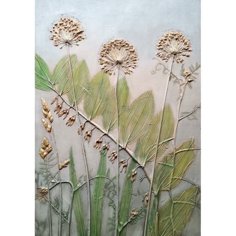 Airy Tenderness Botanical Bas-Relief Painting by Alena Panchenia Elena Pancena | ArtMajeur