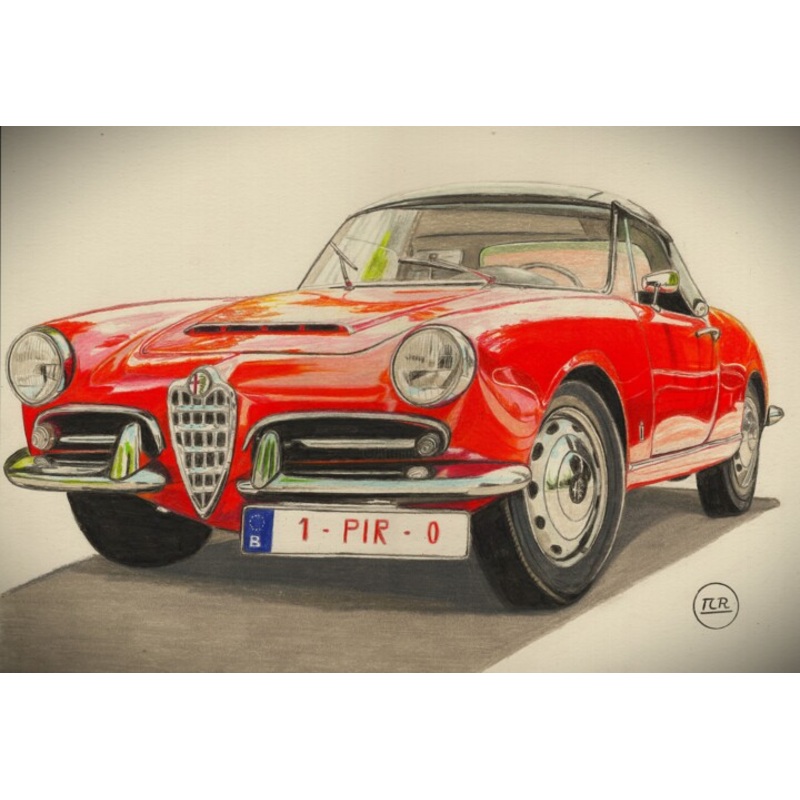 Alfa Romeo Giulia 1600 Spider Drawing by Pierre Bayet | ArtMajeur