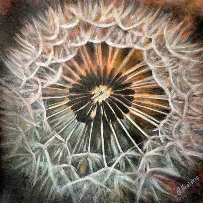 Amber Dandelion Painting by Olga Kreiskop | ArtMajeur