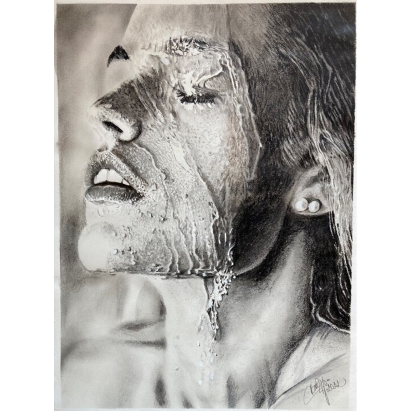 Woman And Water Drawing by Radan As | ArtMajeur
