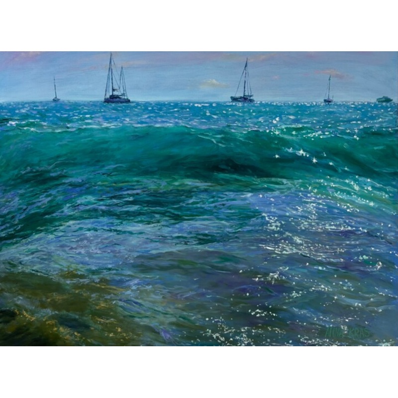 Yachts At Sea Painting by Anna Krasnovskaya | ArtMajeur