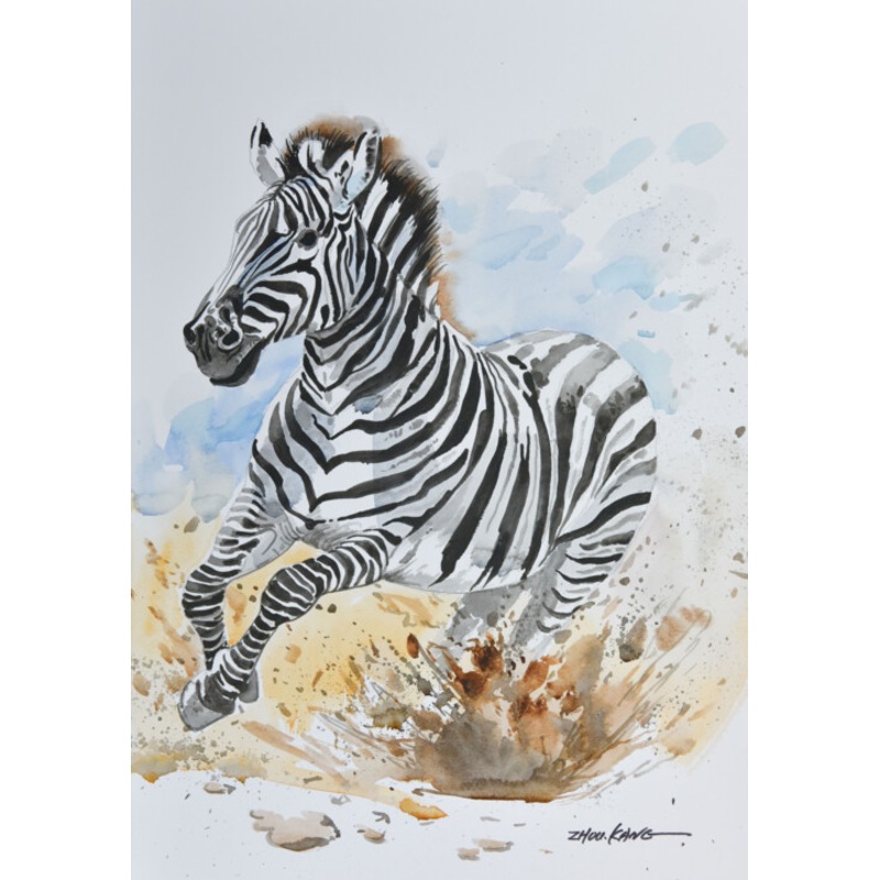 Zebra 2 Painting by Kang Zhou | ArtMajeur