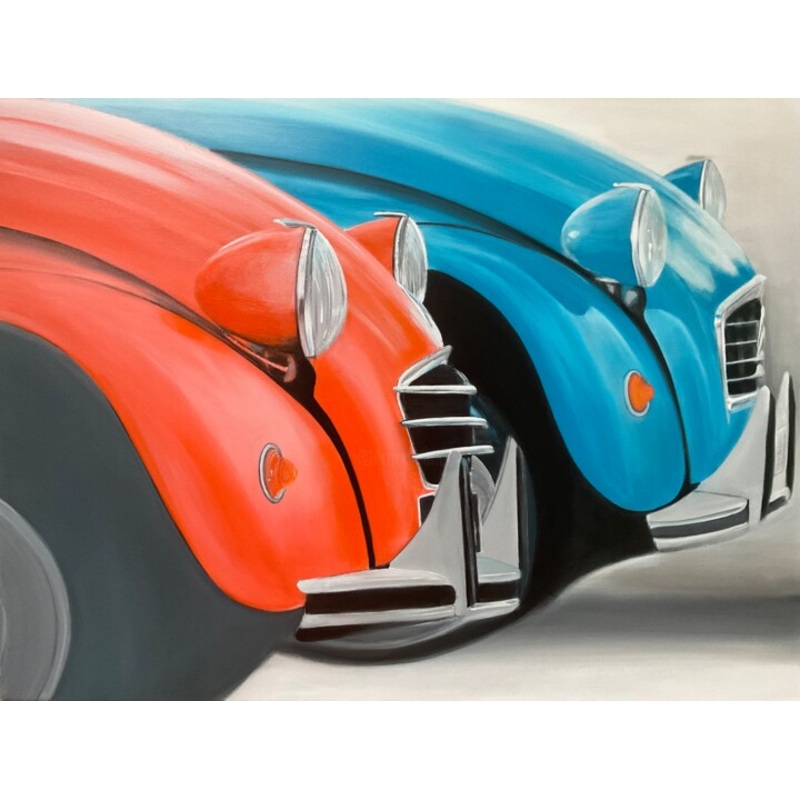 2Cv 4 2 Cv 6 Duo Deuche Citron Seventie Painting by Gilbert Duchamp | ArtMajeur
