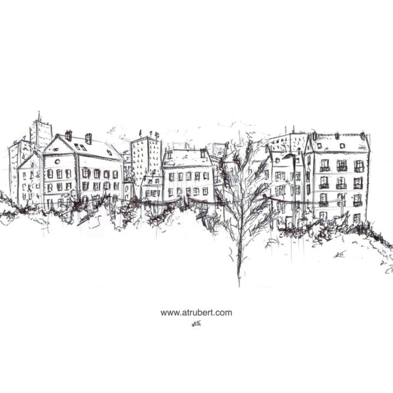 Croquis Paysage Urbain Sans Titre Drawing by A.T.6 Alexandre Trubert | ArtMajeur