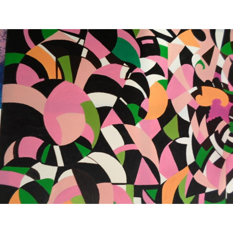 Gomtrique Noir/Vert Painting by Marie-Franoise Gallone | ArtMajeur