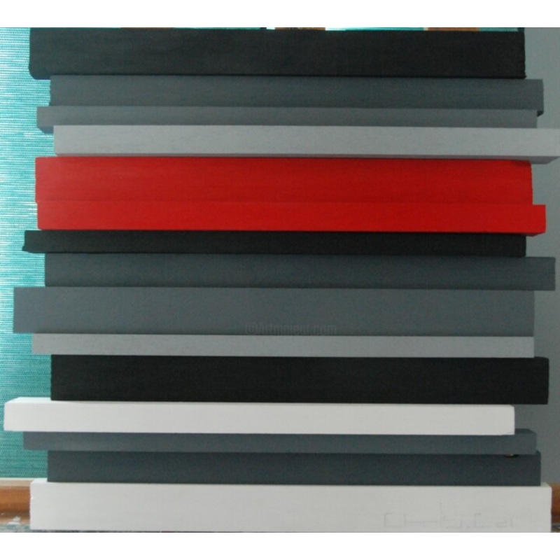 Wooden Rectangulars Bars Painted Painting by Christophe Caniac | ArtMajeur