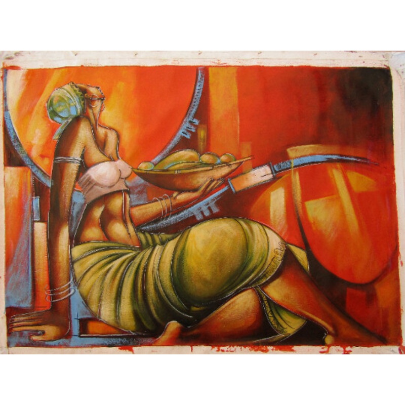 Woman Fruit Seller Painting by Jafeth Moiane | ArtMajeur