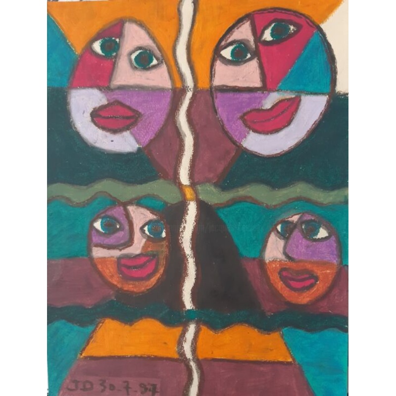 Entre Quatre  Paires D ‘ Yeux Verts  Painting by Jacques Desvaux (JD) | ArtMajeur