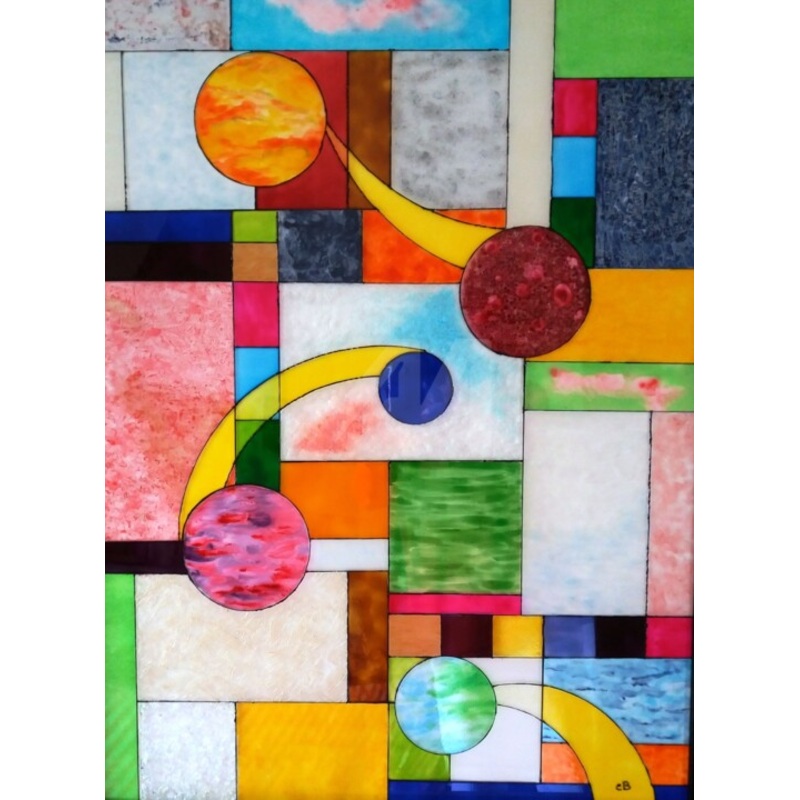 Vitrail Mondrian Painting by Catherine Bosser | ArtMajeur