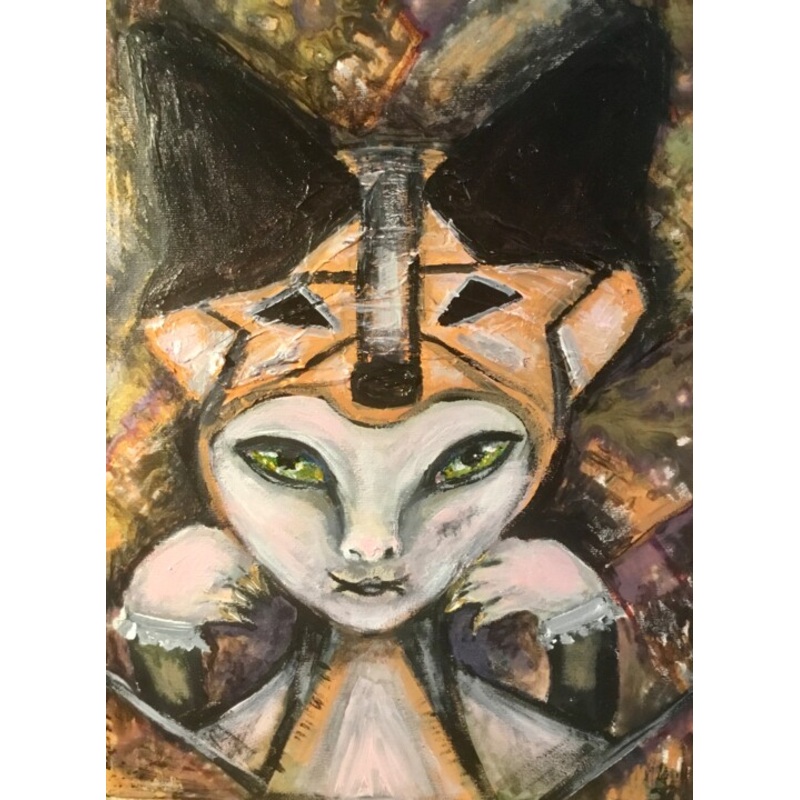 Woman Fennec FoxOriginal Mix Media Pain Painting by Raissa Kagan | ArtMajeur
