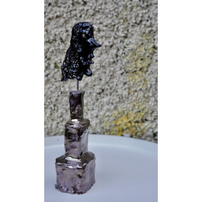 Woman’s Head On 3 Blocks Sculpture by Ulrich Ernst Nievergelt | ArtMajeur