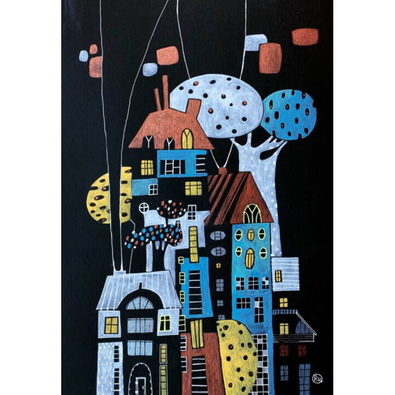 Whimsical Houses Painting by Olesya Rubinova | ArtMajeur