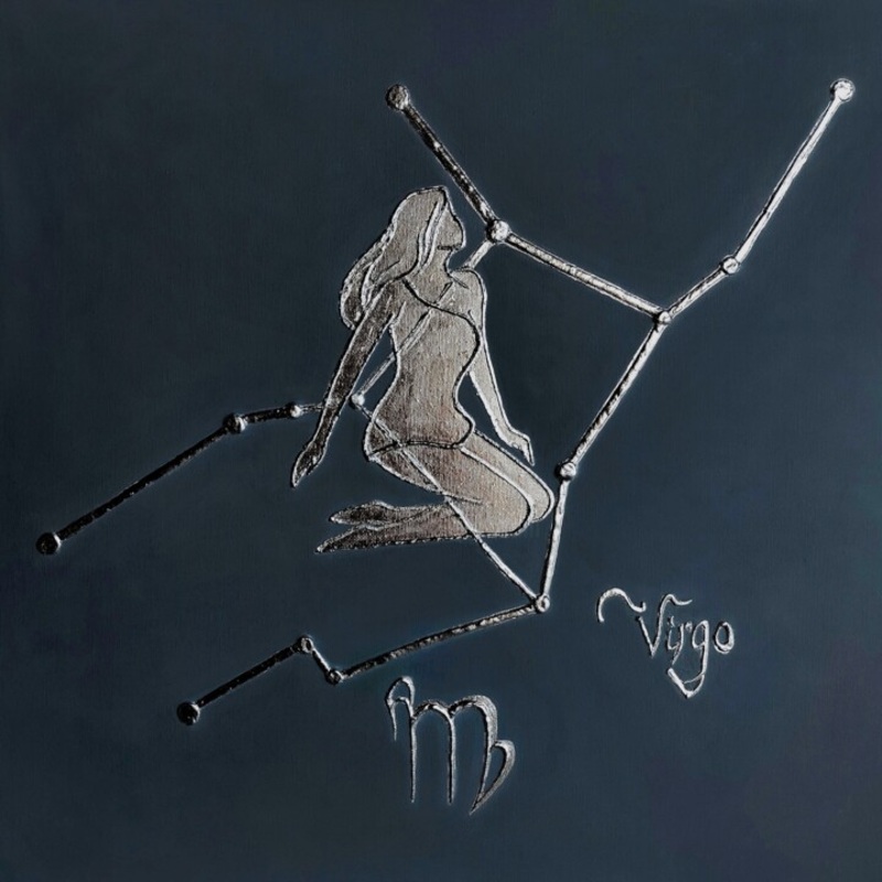 Zodiac Sign Virgo On Black Background Painting by Viki Vorontsova | ArtMajeur