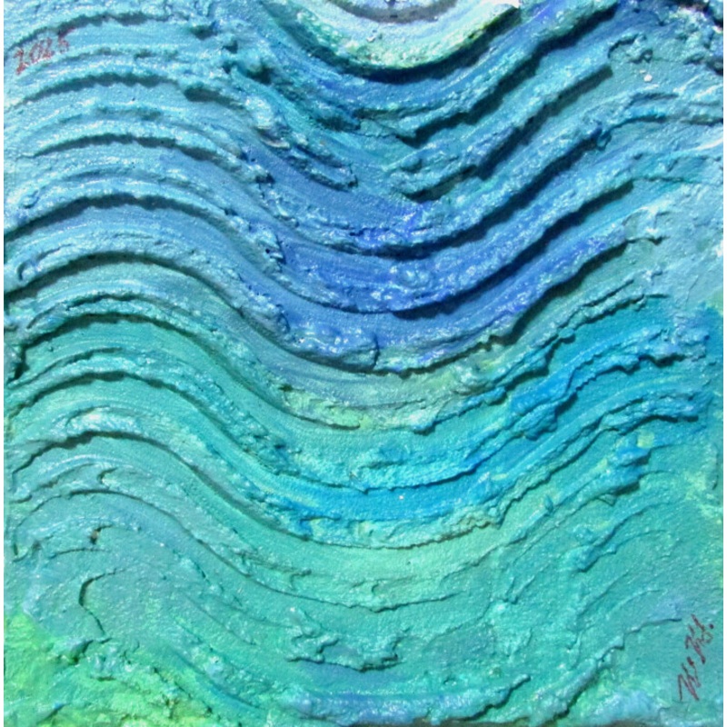 Wave Textured Painting Turquoise Sea Squ Painting by Irina Selckova | ArtMajeur