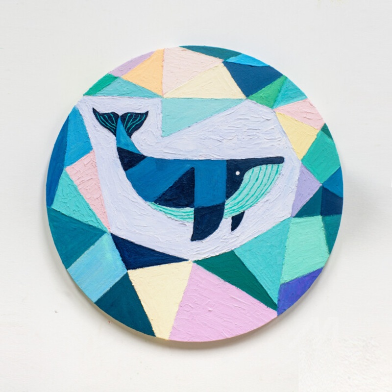 Whales In The Polygonal Sea Area Painting by Jack Luo | ArtMajeur