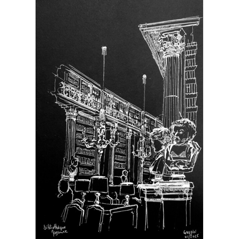 Bibliothque Mazarine Drawing by Veronique Gaudin | ArtMajeur
