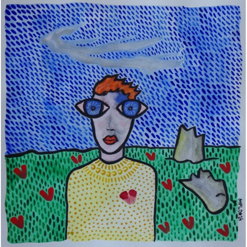 Grands Yeux Au Cur Coquelicot  Painting by Laurent Mangepapier | ArtMajeur