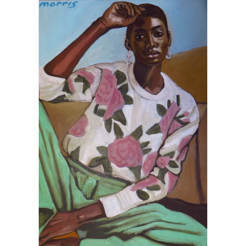 Woman In A Flowery Jumper Painting by Graeme Morris | ArtMajeur
