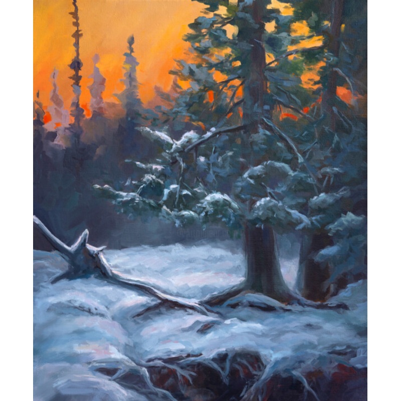 Winter Evening In The Forest Painting by Svetlana Lebedeva | ArtMajeur