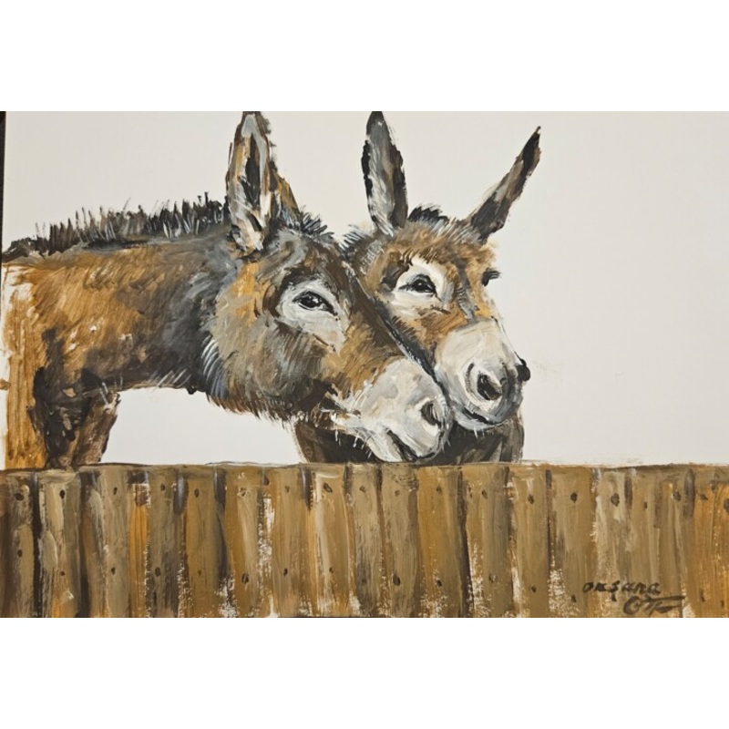 Zwei Esel (N2) Painting by Oksana Halupczok | ArtMajeur