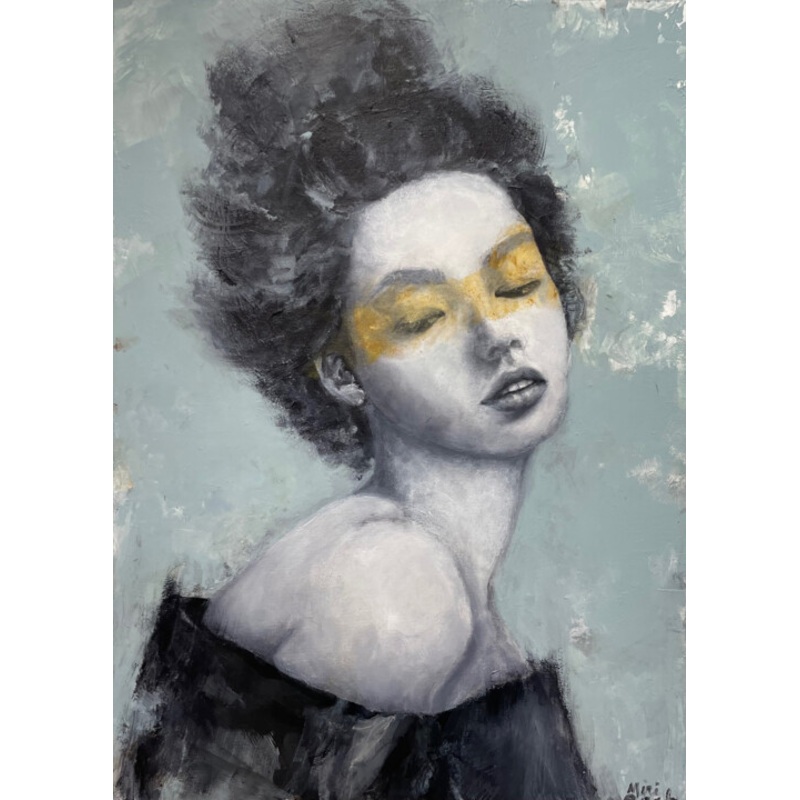 Yellow Masquerade2 Painting by Miri Baruch | ArtMajeur