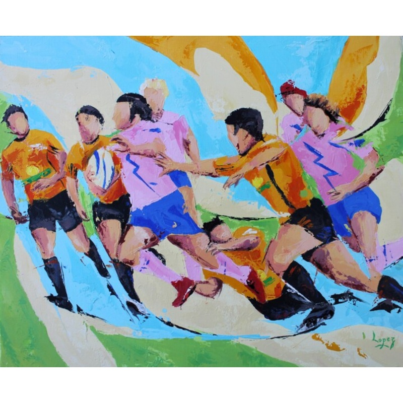 739 Rose Stade Franais Painting by Jean-Luc Lopez | ArtMajeur