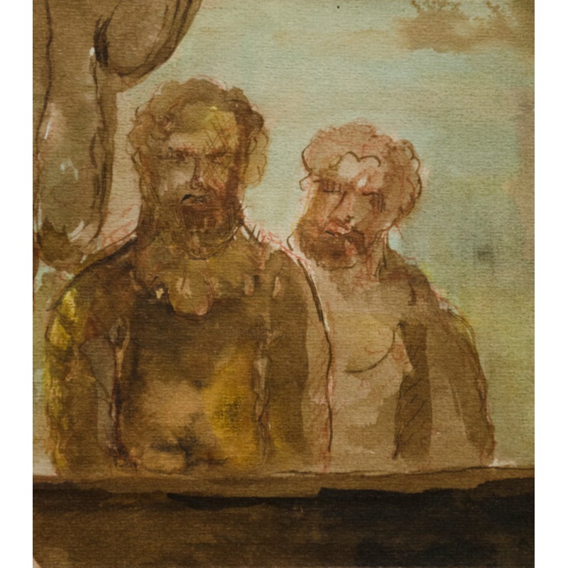Two Men Painting by Mandy Sand | ArtMajeur