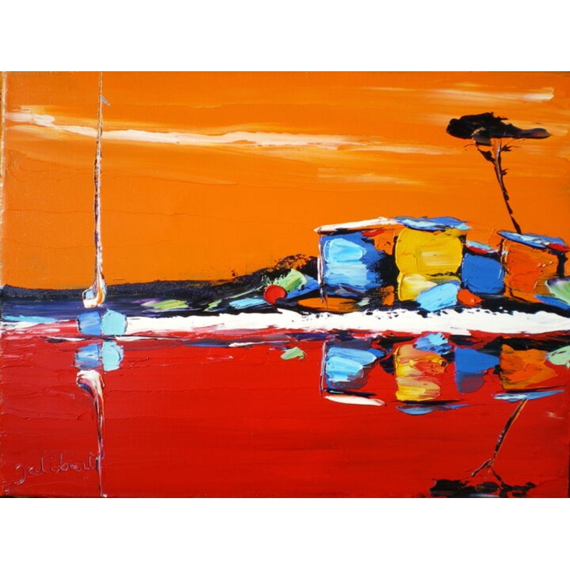 Voilier-Et-Pin-Parasol. Painting by Francis Jalibert | ArtMajeur
