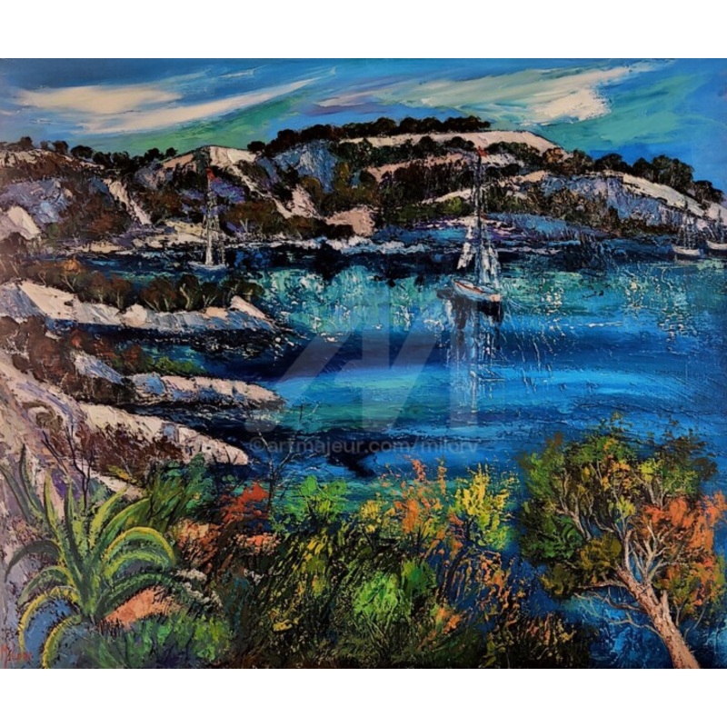A L Abri Du Mistral Painting by Milorv | ArtMajeur