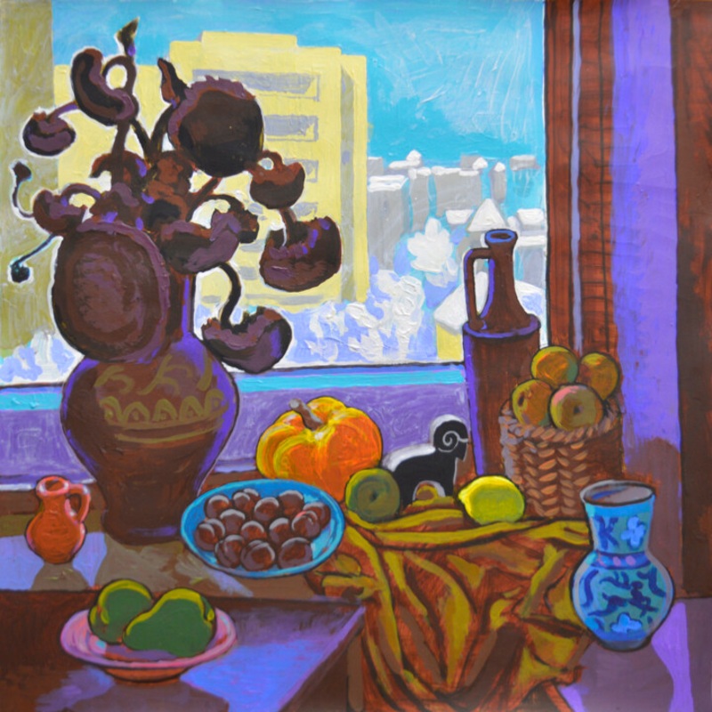 Winter Morning Behind The Window. No. 5 Painting by Mykola Kozlovskyi | ArtMajeur