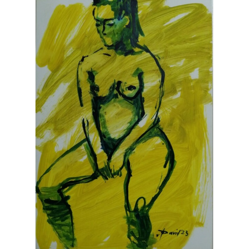 Aktstudie Sitzende Frau l Auf Papier Drawing by Olga David | ArtMajeur