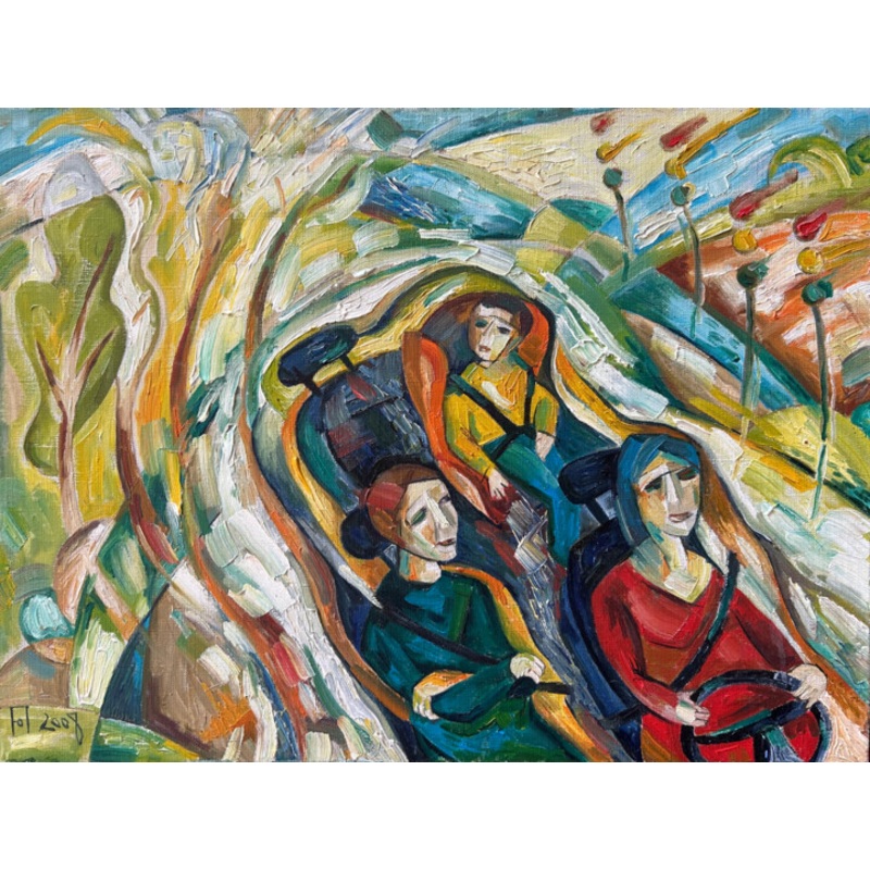 A Family Trip. Painting by Yuliya Pochynok (JJ Julia) | ArtMajeur