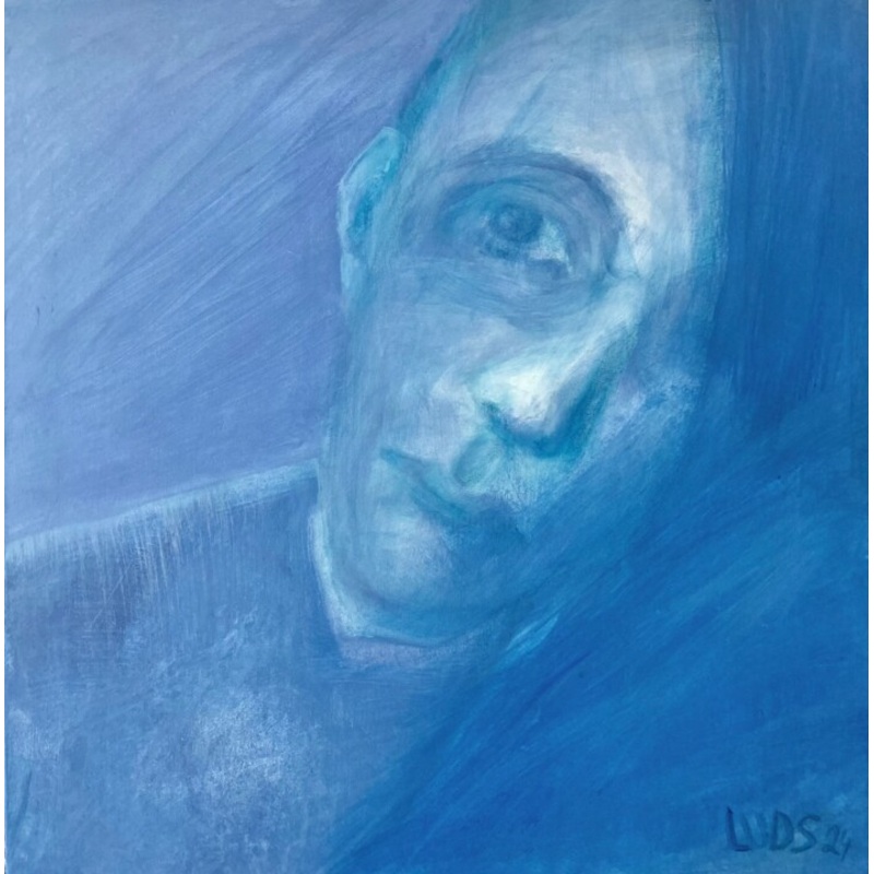 Blue Portrait Painting by Sandra Ludwig | ArtMajeur