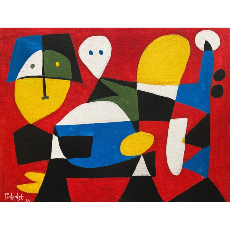 Personajes En Fondo Rojo Painting by Enrique Pichardo | ArtMajeur