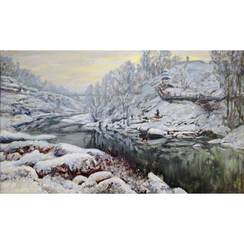 Winter On The River Painting by Leonid Pavlenko | ArtMajeur