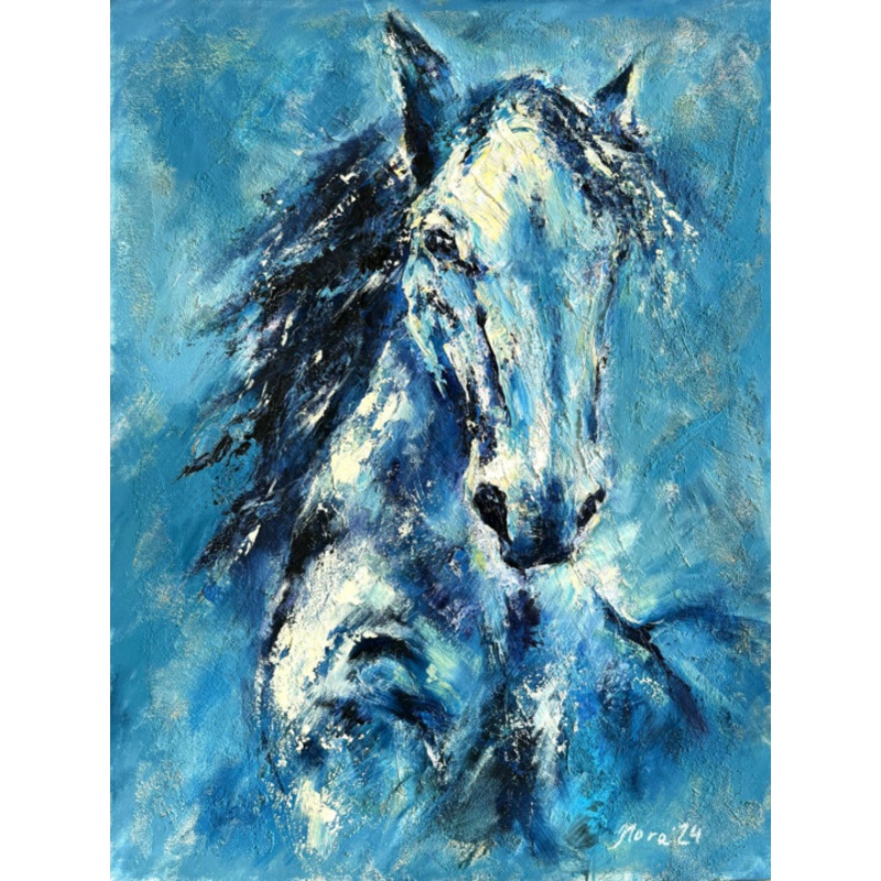 White Horse Portrait Painting by Eleonora Taranova | ArtMajeur