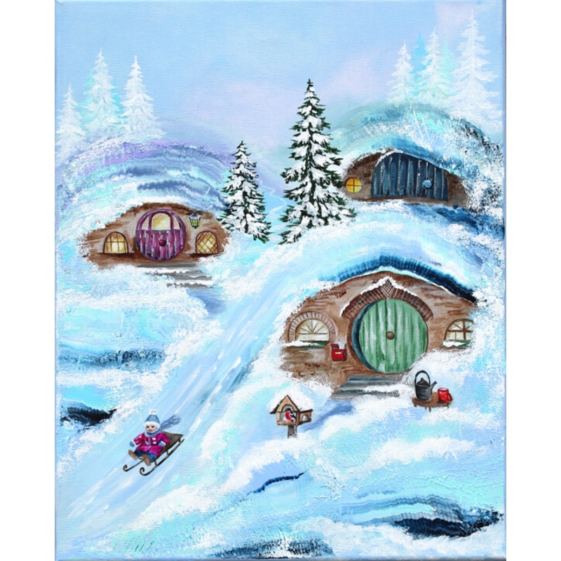 Winter Cottages Painting by Ekaterina Koroleva | ArtMajeur
