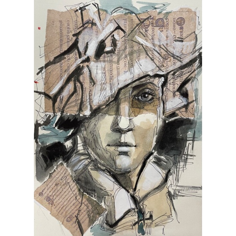 Woman With Hat Femme Au Chapeau Painting by Helga Balaban | ArtMajeur