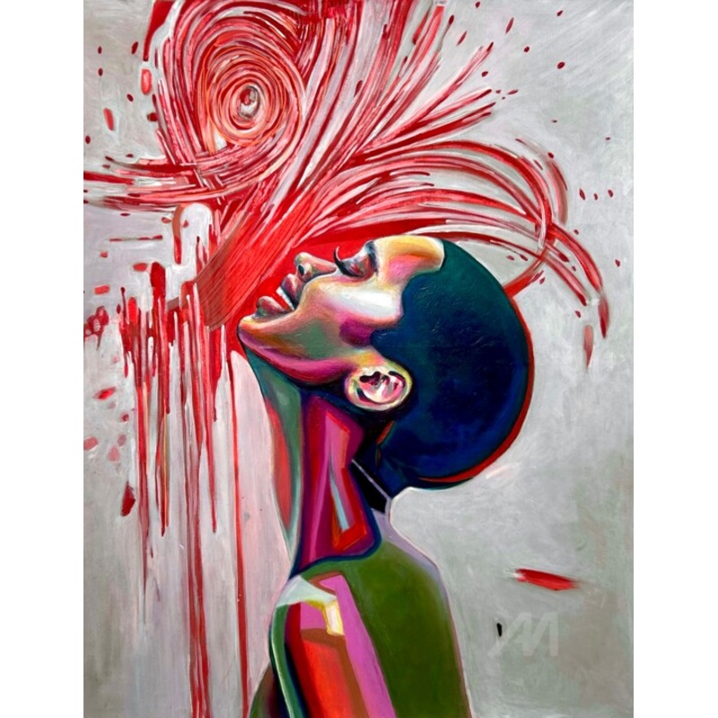Xl Joyful Female Portrait Painting by Julia Brinkfrau | ArtMajeur