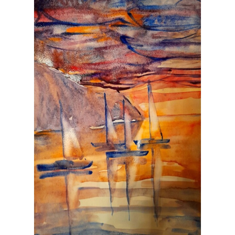 Yachts On The Lake Painting by Alexey Zhucovsky | ArtMajeur