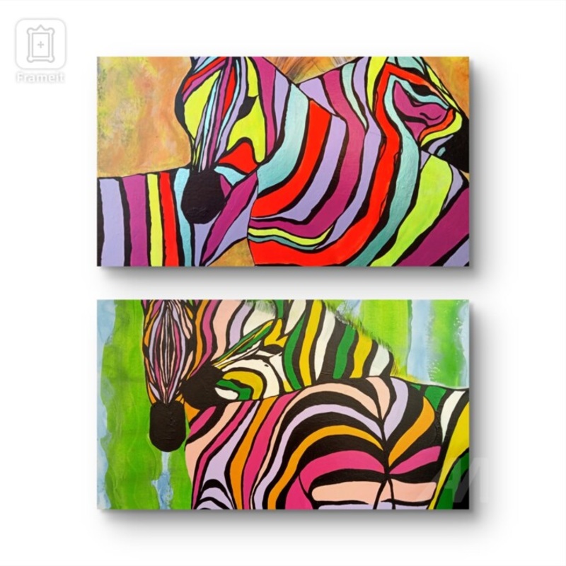 Zestaw Obrazow Pt. Barwy Mioci Stripes Painting by Ewa Mociszko | ArtMajeur