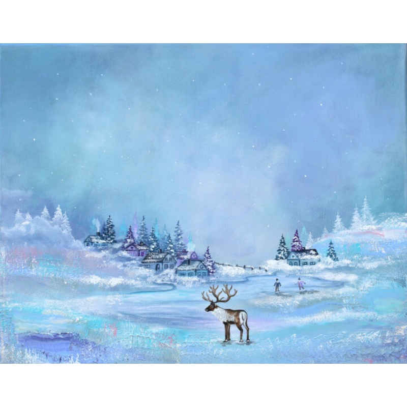 Winter Village Painting by Ekaterina Koroleva | ArtMajeur