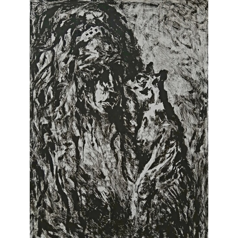 Woman With Cat  No 3. Printmaking by Joseph Urie | ArtMajeur