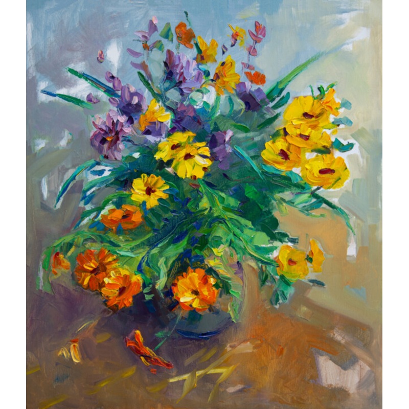 Yellow Calendulas Painting by Arus Pashikyan | ArtMajeur