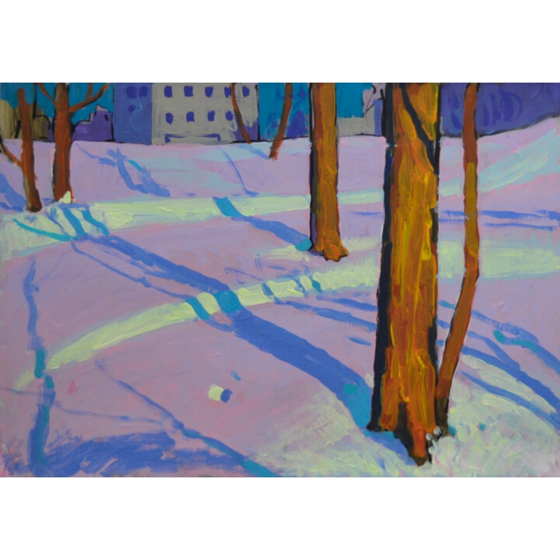 Winter Park. Shadows On The Snow Painting by Mykola Kozlovskyi | ArtMajeur
